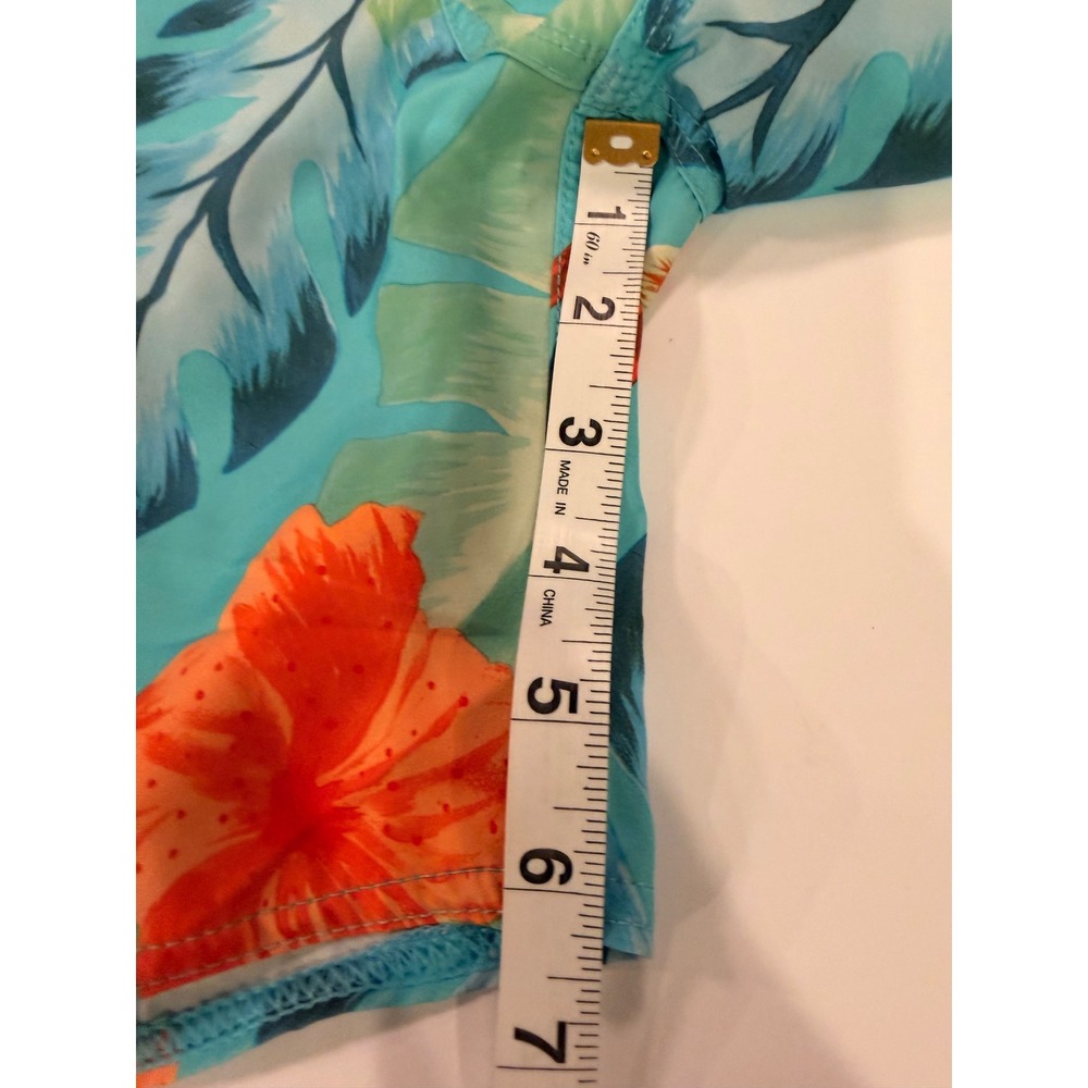 Volcom Boys Teal Orange Hibiscus Floral Board Shorts Swim Trunks Size S 8 10 - Picture 8 of 8